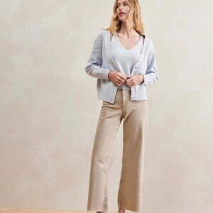 WVN Organic Cotton Hudson Cardigan Light Gray Blue Purple Large Minimalism Basic